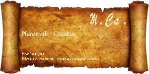 Mavrak Csaba névjegykártya